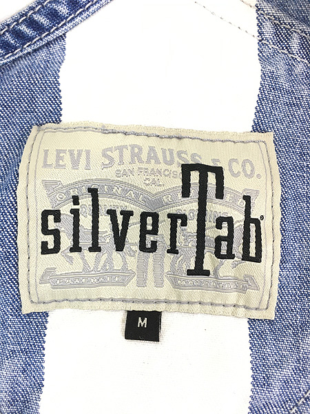 古着 Levi's SILVER TAB 太ピッチ ストライプ デニム オーバーオール