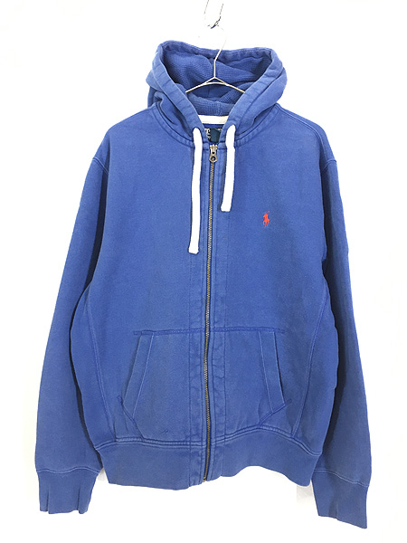 古着 Polo Ralph Lauren フード裏 サーマル スウェット ジップ パーカー 青 L 古着【10off】 - 古着 通販 ヴィンテージ　 古着屋 Dracaena ドラセナ