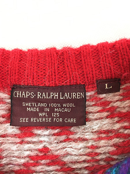 古着 80s CHAPS Ralph Lauren ノルディック ボーダー ウール