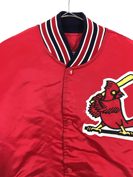 古着 90s USA製 MLB St. Louis Cardinals カージナルス 光沢 サテン スタジャン ジャケット L 古着 - 古着 通販  ヴィンテージ　古着屋 Dracaena ドラセナ