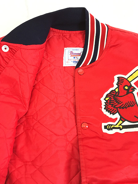 古着 90s USA製 MLB St. Louis Cardinals カージナルス 光沢 サテン スタジャン ジャケット L 古着 - 古着 通販  ヴィンテージ　古着屋 Dracaena ドラセナ