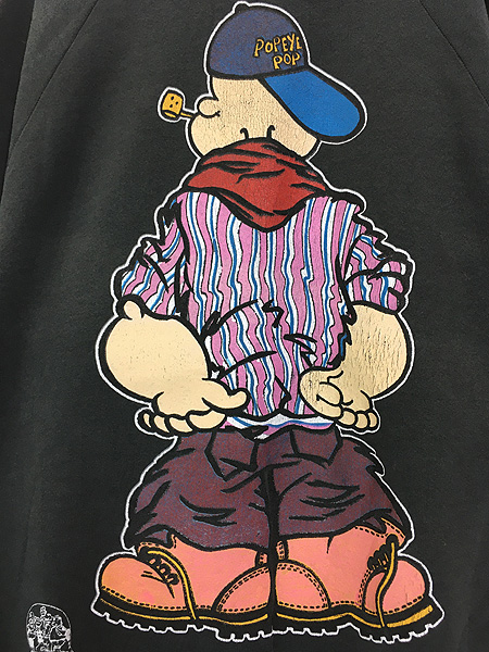 古着 90s USA製 POPEYE ポパイ 両面 BIG プリント スウェット