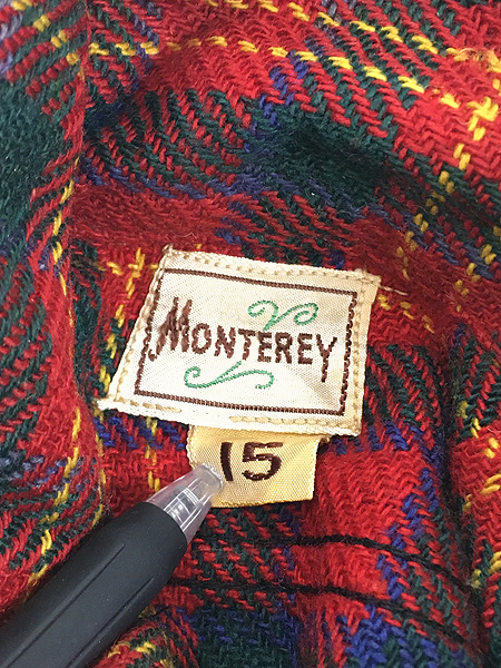 古着 50s Monterey マチ付 トラッド チェック ヘビー ウール シャツ 15 ...