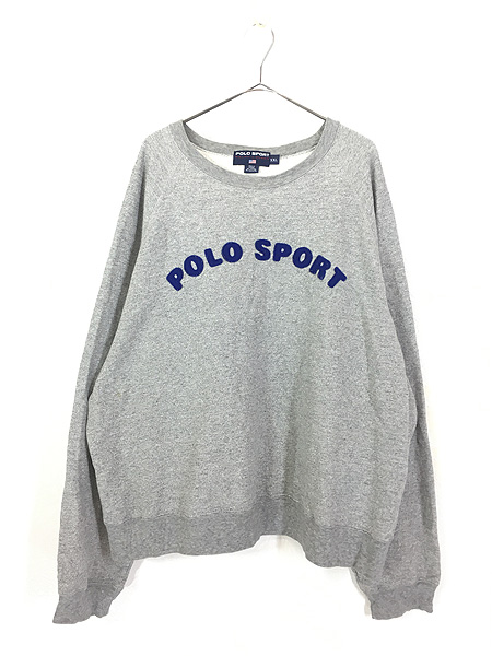 古着 90s POLO SPORT Ralph Lauren フェルト パッチ ゴマ塩 スウェット