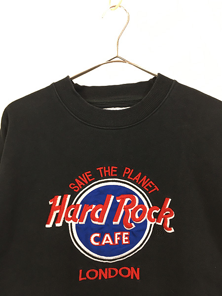 古着 90s Hard Rock Cafe ハードロック 「LONDON」 BIG ロゴ 刺しゅう 