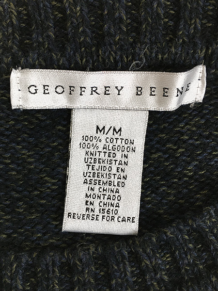 [6] 古着 GEOFFREY BEENE マルチ ブロック パターン コットン ニット セーター M 古着