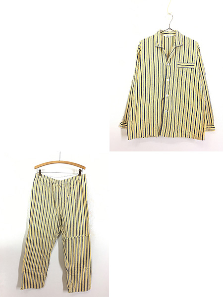 古着 70s JC Penney マルチ ストライプ フランネル パジャマ シャツ