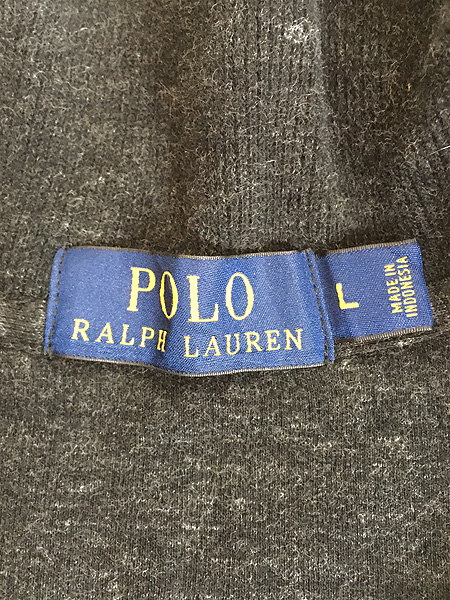 古着 POLO Ralph Lauren ワンポイント ハーフ ジップ コットン ニット セーター チャコールグレー L 古着 - 古着 通販  ヴィンテージ　古着屋 Dracaena ドラセナ
