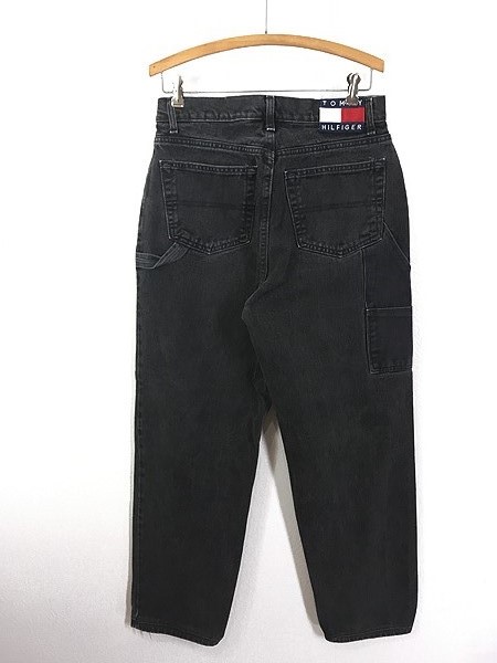 古着 90s USA製 TOMMY JEANS ブラック デニム ペインター パンツ W31