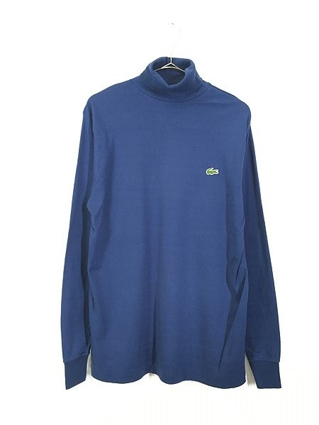 古着 USA製 IZOD LACOSTE ワニ ワッペン タートルネック 長袖 Tシャツ 