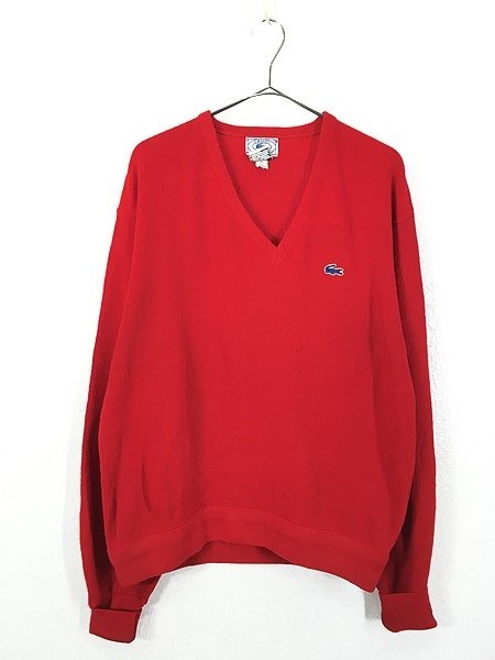 古着 80s IZOD LACOSTE ワニ ワッペン アクリル Vネック ニット ...