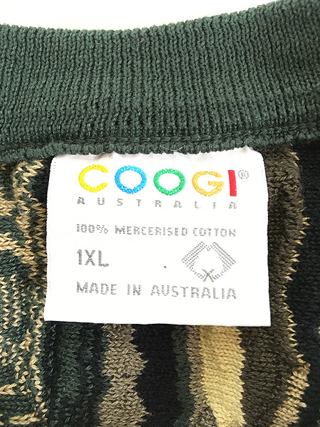 [6] 古着 Australia製 COOGI 3D ランダム ストライプ コットン ニット セーター XL 古着