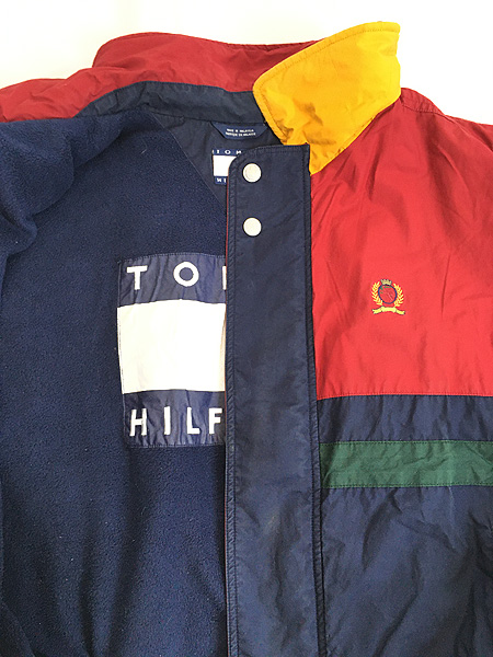 古着 90s TOMMY HILFIGER 裏地フリース カラー ブロッキング コットン 