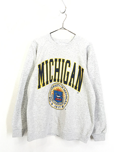 古着 80s USA製 「MICHIGAN」 2段 カレッジ スウェット トレーナー L