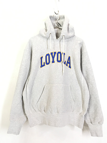 古着 90s USA製 「LOYOLA」 2段 ヘビー リバース スウェット パーカー