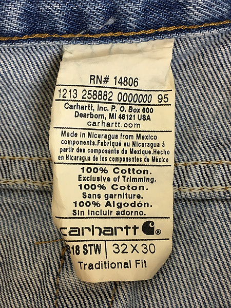 古着 90s Carhartt 「Traditional Fit」 デニム パンツ W32 L30 古着