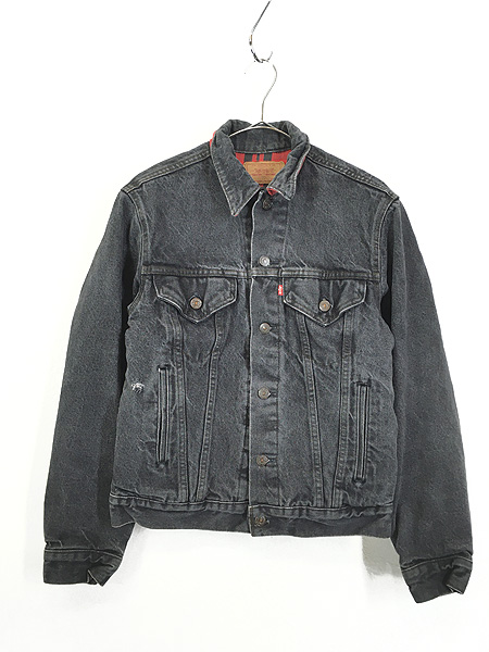 古着 80s USA製 Levi's 70411 チェック ライナー ブラック デニム