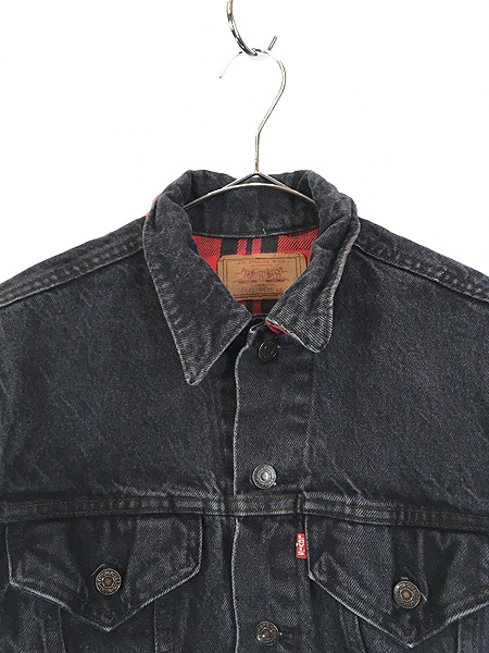 古着 80s USA製 Levi's 70411 チェック ライナー ブラック デニム