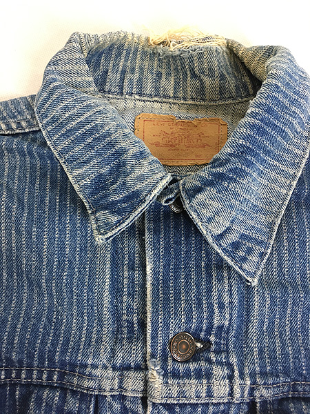 古着 80s USA製 Levi's 70506 貴重 ストライプ デニム ジャケット G 