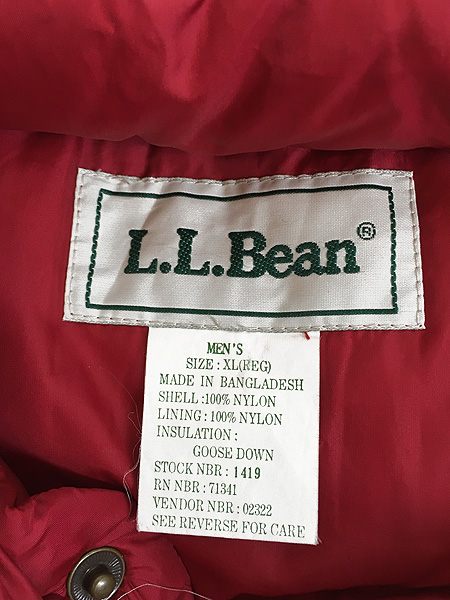 古着 80s LL Bean 軽量 ナイロン シェル グース ダウン ベスト ワイン