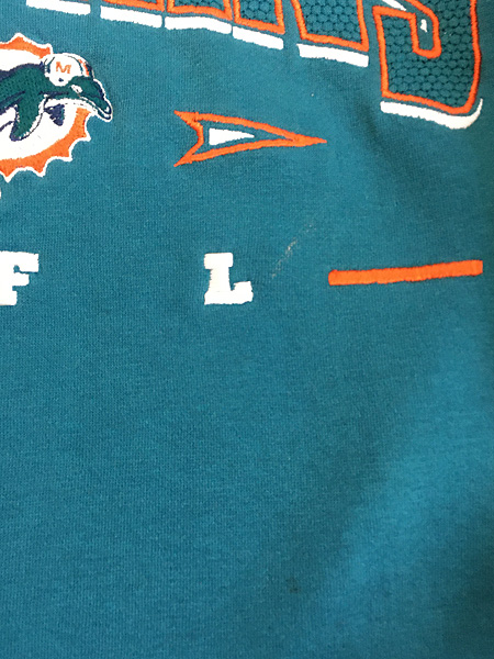 古着 90s NFL Miami Dolphins ドルフィンズ BIG 刺しゅう スウェット