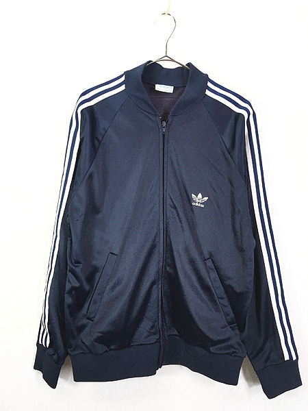 古着 80s USA製 adidas ATP 光沢 ジャージ トップ トラック スーツ 紺 ...