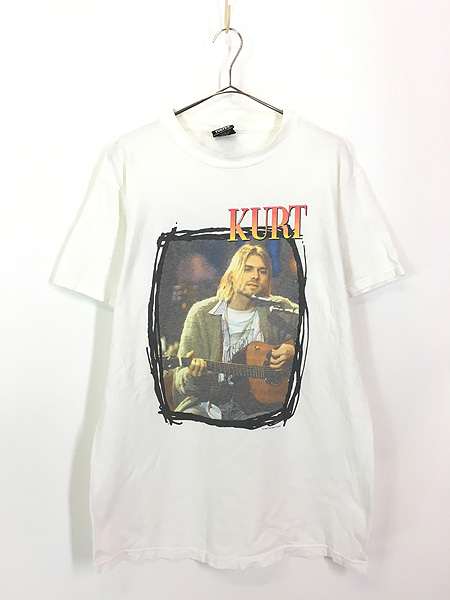 古着 90s NIRVANA Kurt Cobain MTV Unplugged フォト 追悼 グランジ ロック バンド Tシャツ L 古着 通販  ヴィンテージ 古着屋 Dracaena ドラセナ