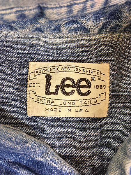 古着 80s USA製 Lee ブルー デニム ウエスタン シャツ XL位 - 古着 ...