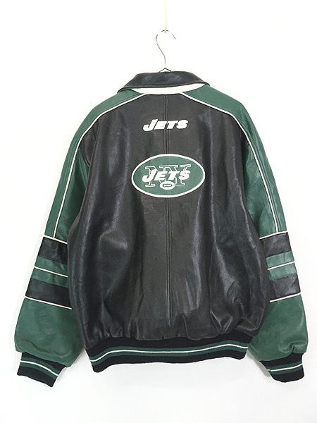 古着 90s NFL New York Jets ジェッツ フェイク レザー ジャケット M ...