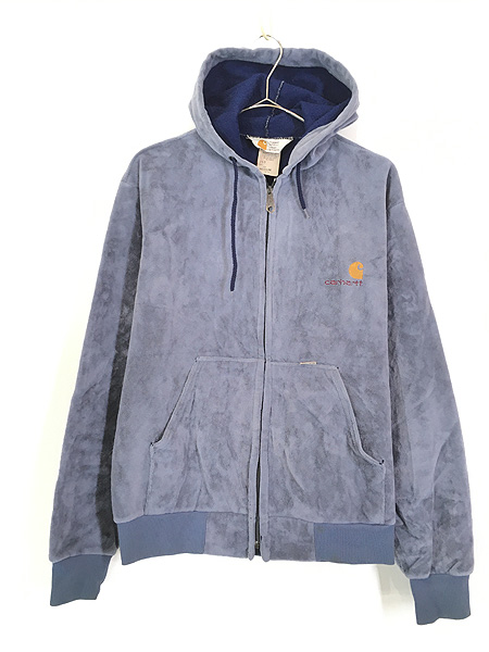 古着 80s USA製 Carhartt ワンポイント 刺しゅう 裏起毛 光沢 ベロア