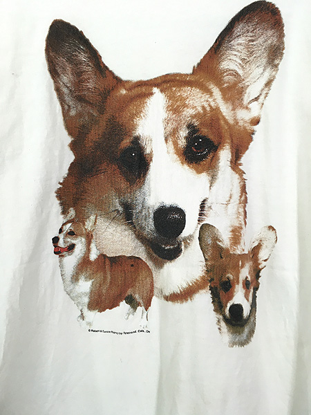 古着 90s 犬 コーギー アニマル フォト Tシャツ XL 古着 - 古着 通販