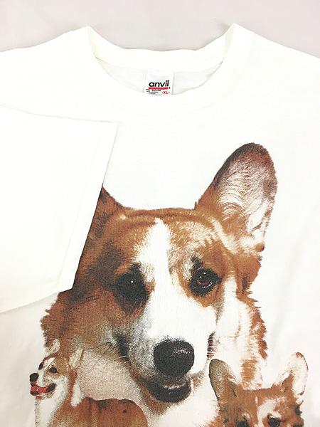 古着 90s 犬 コーギー アニマル フォト Tシャツ XL 古着 - 古着 通販