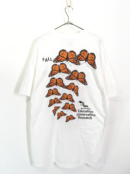 古着 90s 蝶 バタフライ SPRING & FALL 両面 グラフィック Tシャツ XL