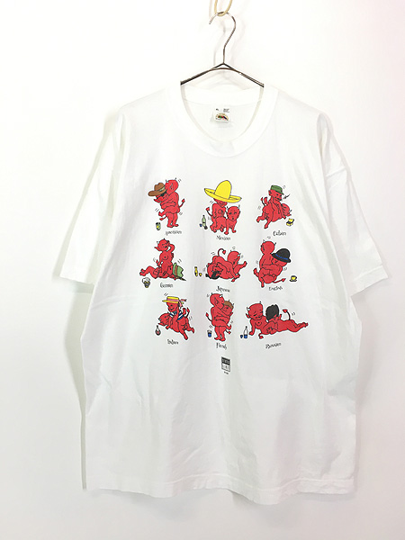 古着 90s USA製 鬼 デビル 世界各国 帽子 嗜好品 48手 エロ Tシャツ XL