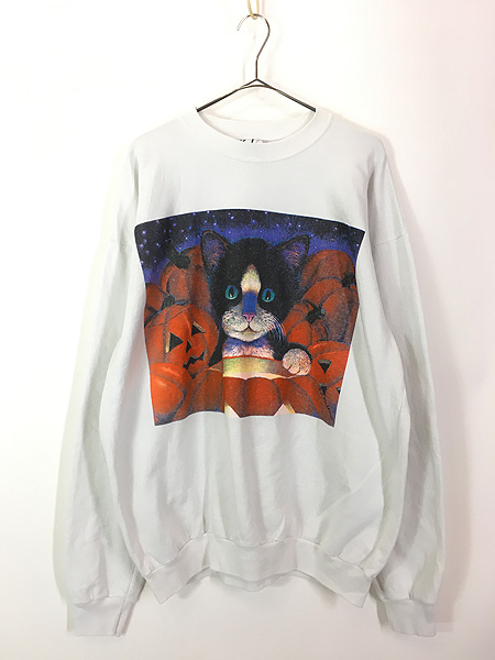 古着 90s USA製 ハロウィン かぼちゃ ネコちゃん アート スウェット トレーナー XL 古着【10off】 - 古着 通販 ヴィンテージ 古着屋  Dracaena ドラセナ