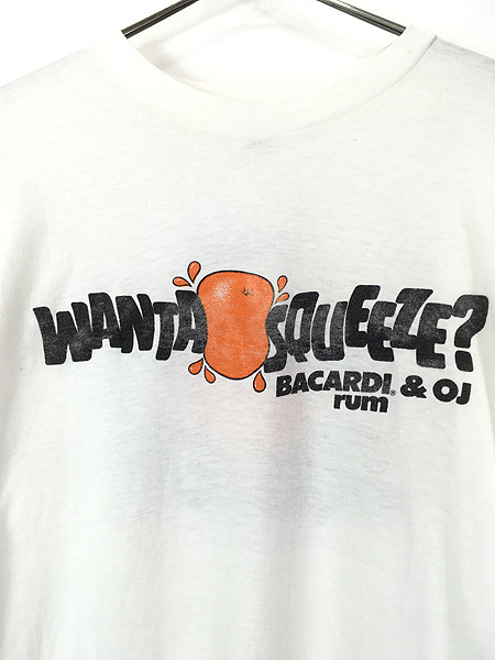 古着 80s USA製 BACARDI バカルディ オレンジ ラム 酒 企業 Tシャツ XL