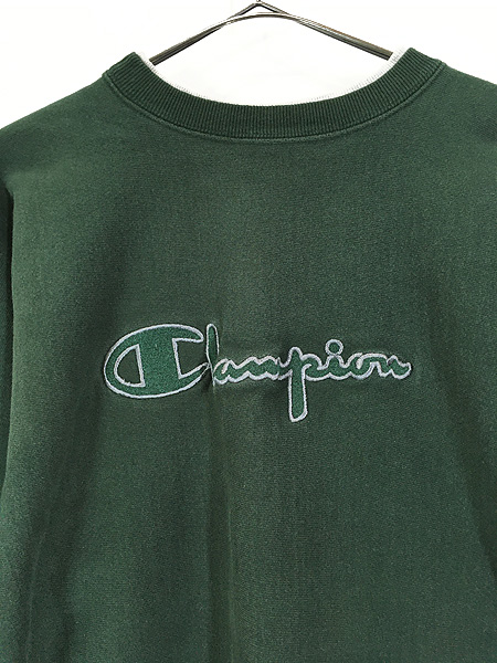 古着 90s USA製 Champion Reverse Weave BIG ロゴ Wネック リバース