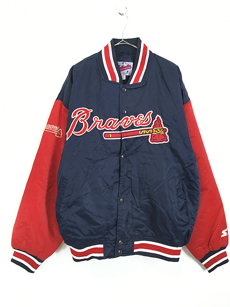 ファッション古着 90s MLB Atlanta Braves ブレーブス 光沢 サテン スタジャン ...