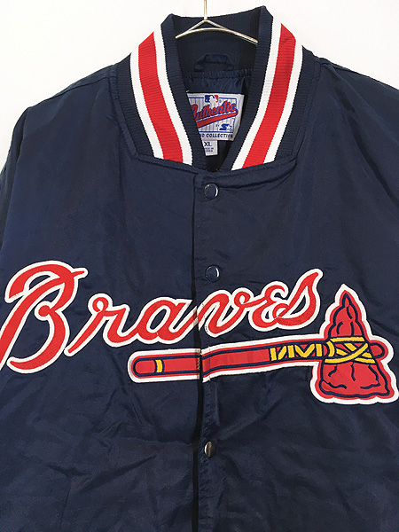 古着 90s MLB Atlanta Braves ブレーブス 光沢 サテン スタジャン