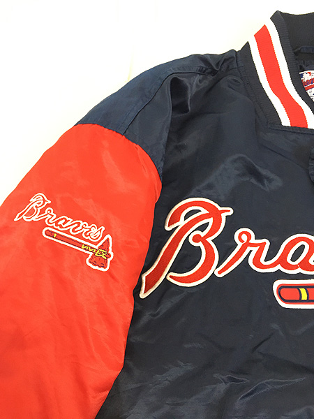 古着 90s MLB Atlanta Braves ブレーブス 光沢 サテン スタジャン 