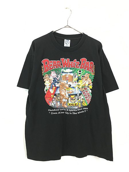 古着 90s USA製 Bear Whiz Bar アニマル ポップ アート Tシャツ XL