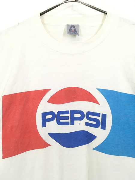古着 80s USA製 PEPSI ペプシ コーラ 企業 BIG ロゴ Tシャツ L 古着