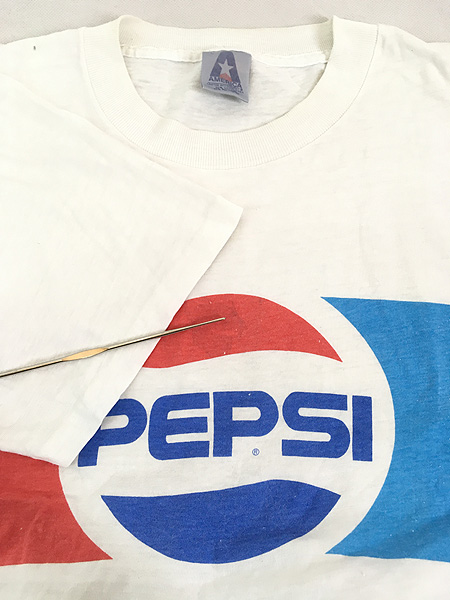 古着 80s USA製 PEPSI ペプシ コーラ 企業 BIG ロゴ Tシャツ L 古着