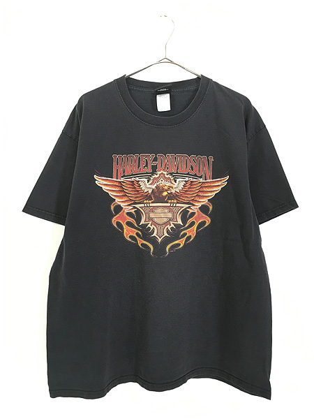 古着 00s HARLEY DAVIDSON ファイヤー イーグル Tシャツ XL 古着①