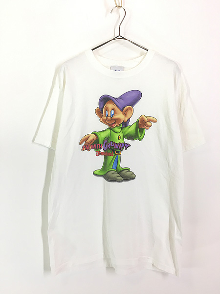 古着 90s Disney 白雪姫 7人の小人 Dopey おとぼけ 「I'M WITH GRUMPY」 Tシャツ L 古着 - 古着 通販  ヴィンテージ　古着屋 Dracaena ドラセナ