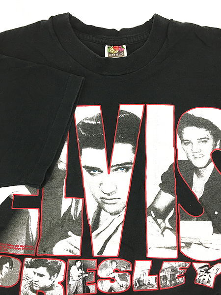 古着 90s USA製 Elvis Presley モノクロ フォト ロック ロカビリー T