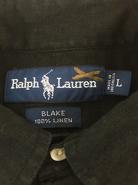 古着 90s Ralph Lauren 「BLAKE」 ワンポイント ソリッド シルク