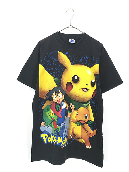 Tシャツ PIKACHU Black M ポケモン　ピカチュウ　シャツ　ブラック