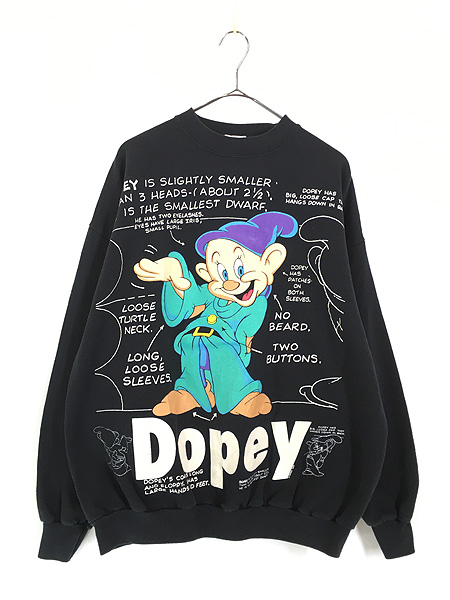 90年代 THE DISNEY STORE 白雪姫 七人の小人 Dopey キャラクタースウェットシャツ トレーナー USA製 メンズL ヴィンテージ /eaa305407