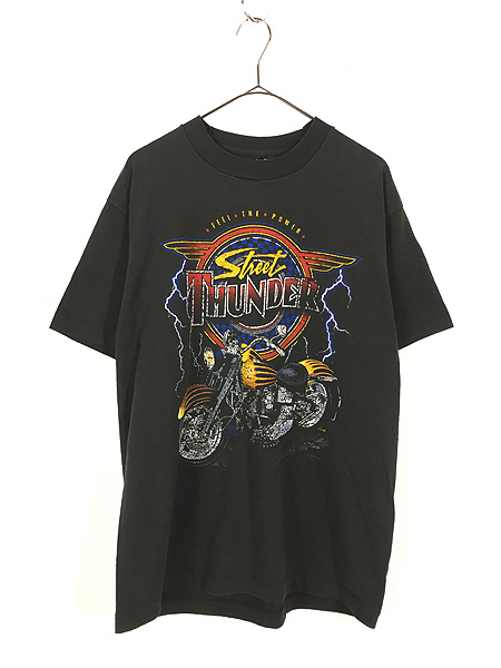 古着 80s USA製 Street Thunder サンダー モーターサイクル Tシャツ L